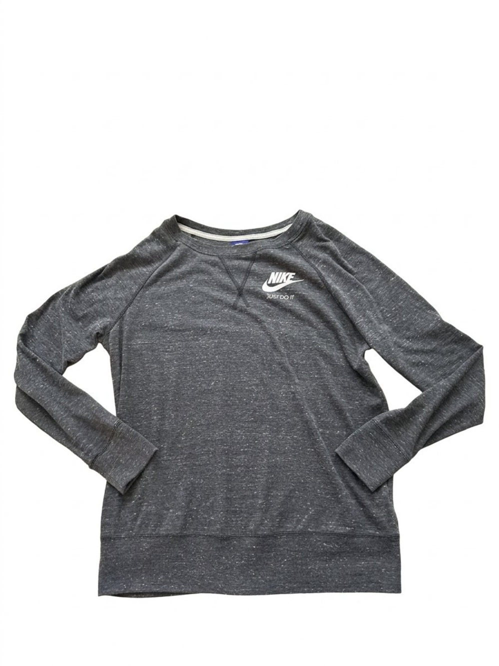 Nike Women's Charcoal Crewneck long sleeved Tshirt with White Logo size L